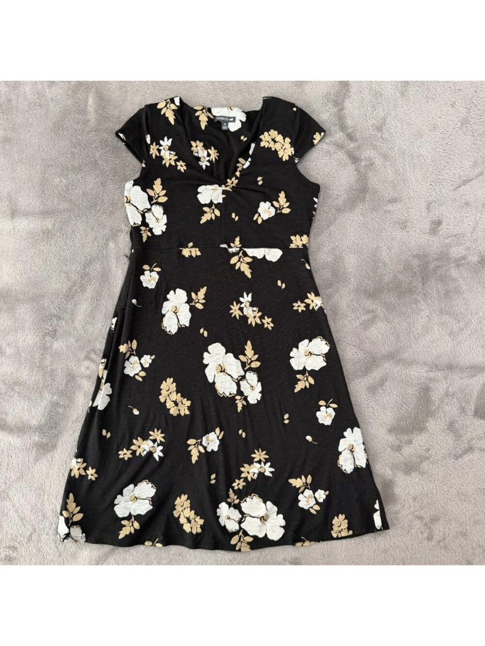 Toad & Co Rosemarie Dress Womens MEDIUM Black Floral Tennis Athleisure